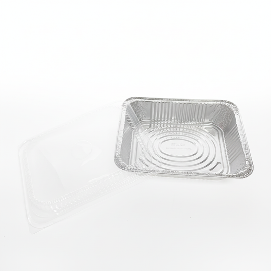 Aluminum tray with lid - ultra-bright solid white background