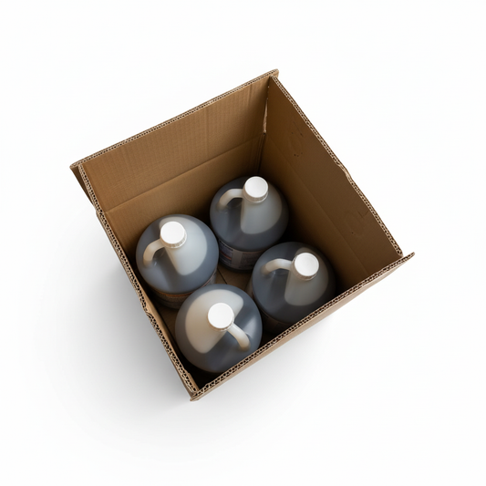 Bottles in box with pure white background