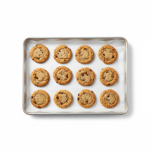 Cookies on parchment paper in baking tray