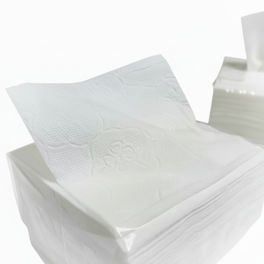 Napkins and tissue box with ECOSE treatment