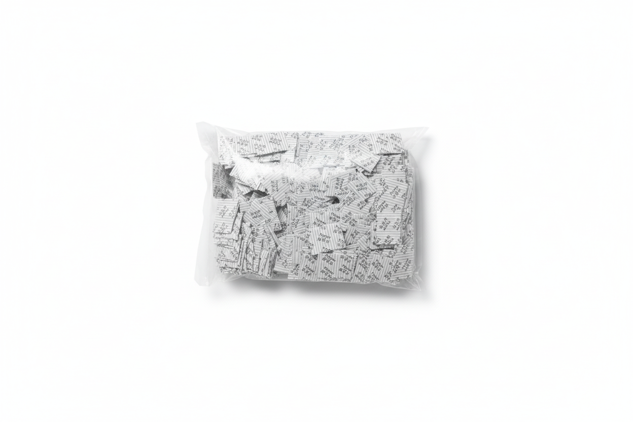 Package of pepper wax paper on white background