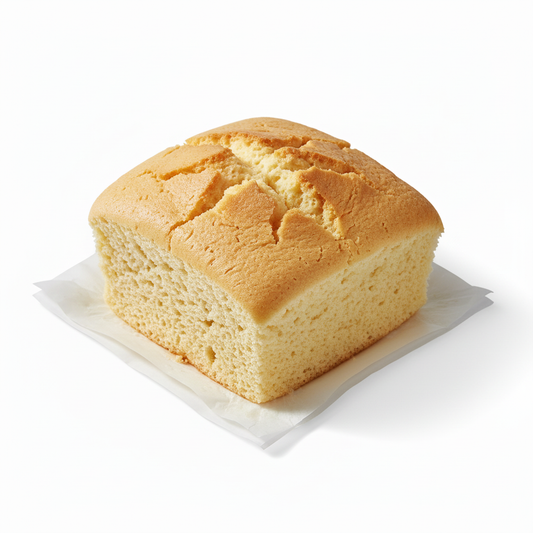 Steamed cake with greaseproof paper liner