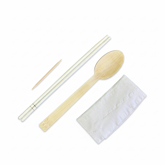 Unwrapped cutlery set with toothpick