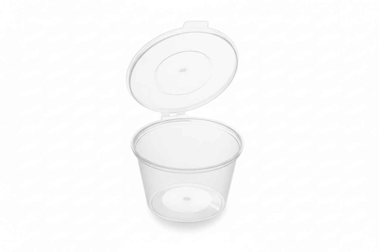1oz Clear Sauce Cup with Hinged Lid