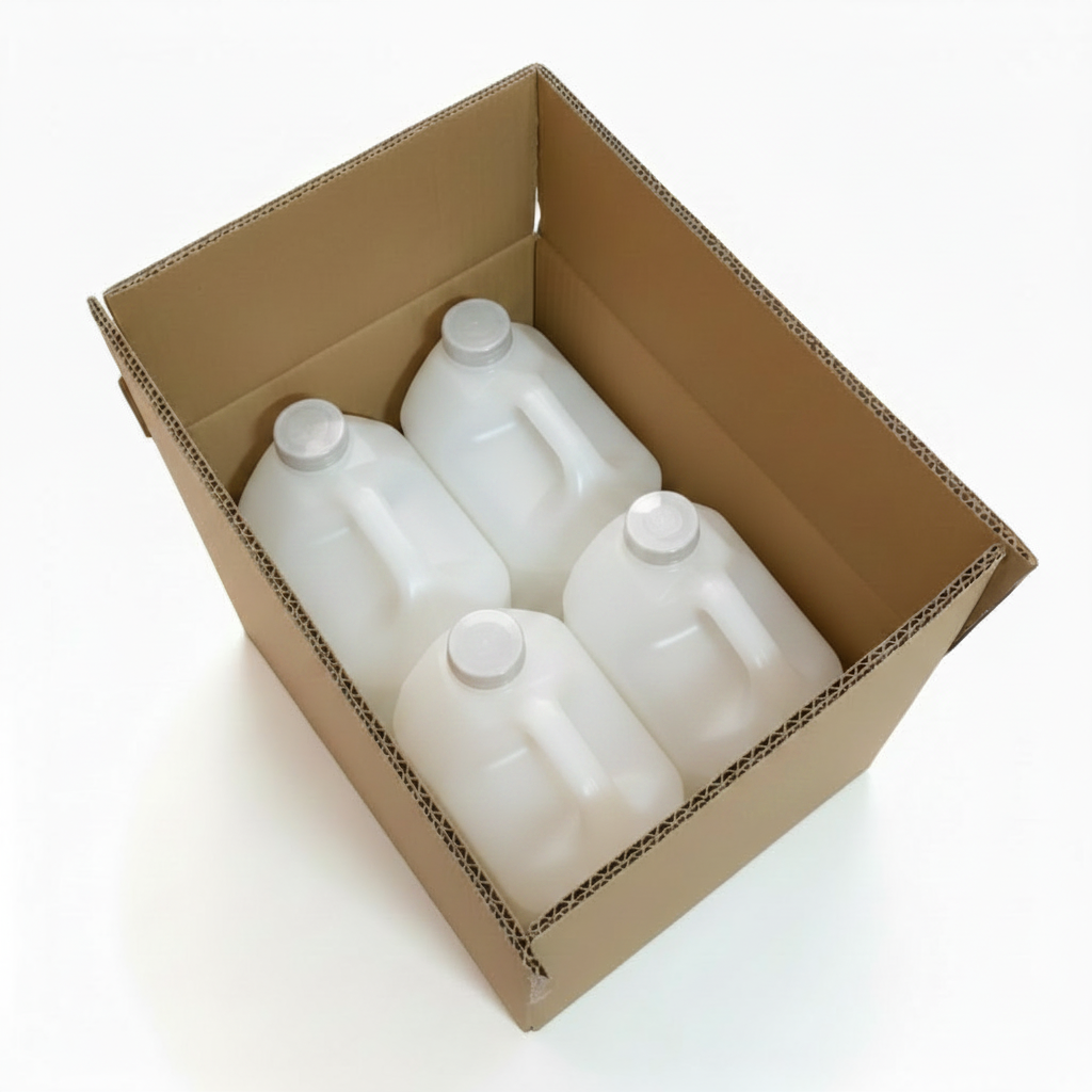 4x White HDPE Jugs in Box