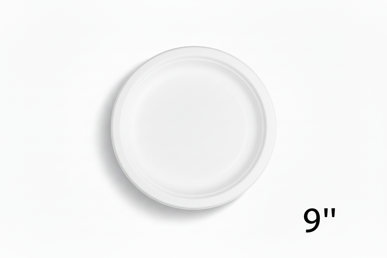 9" plate with label - bright white