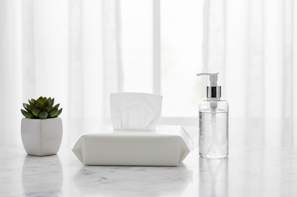 Alcohol wet wipe pack in clean setting