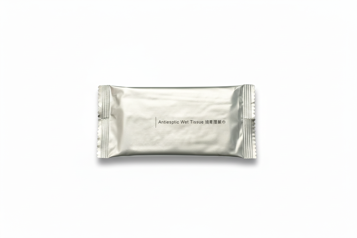 Antiseptic wet tissue package - horizontal
