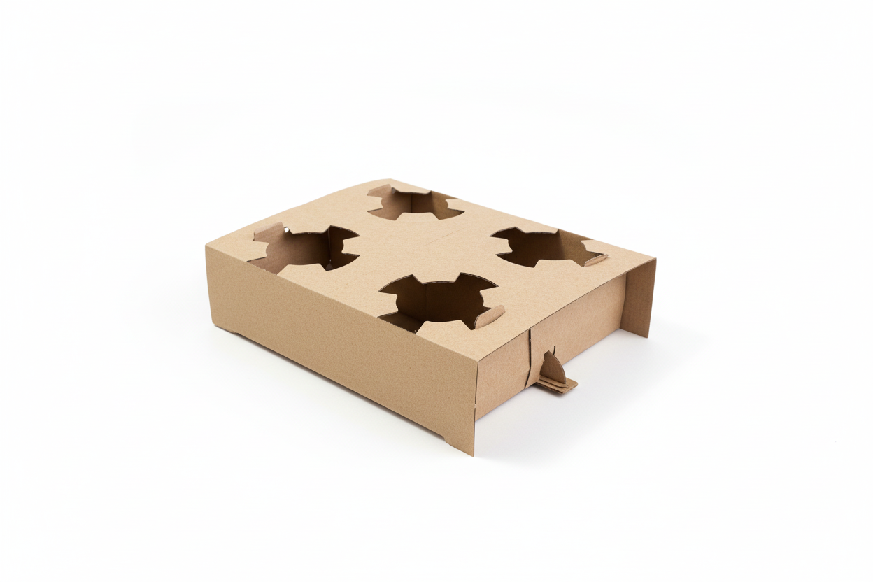 Assembled kraft cardboard drink carrier