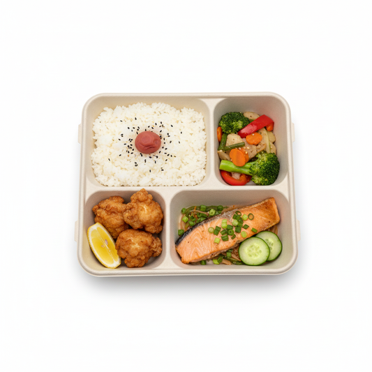 Bento tray with food