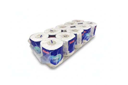Brightened toilet tissue package