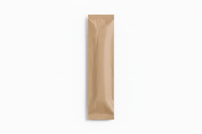 Brown kraft paper wrapped cutlery package - flat seals both ends