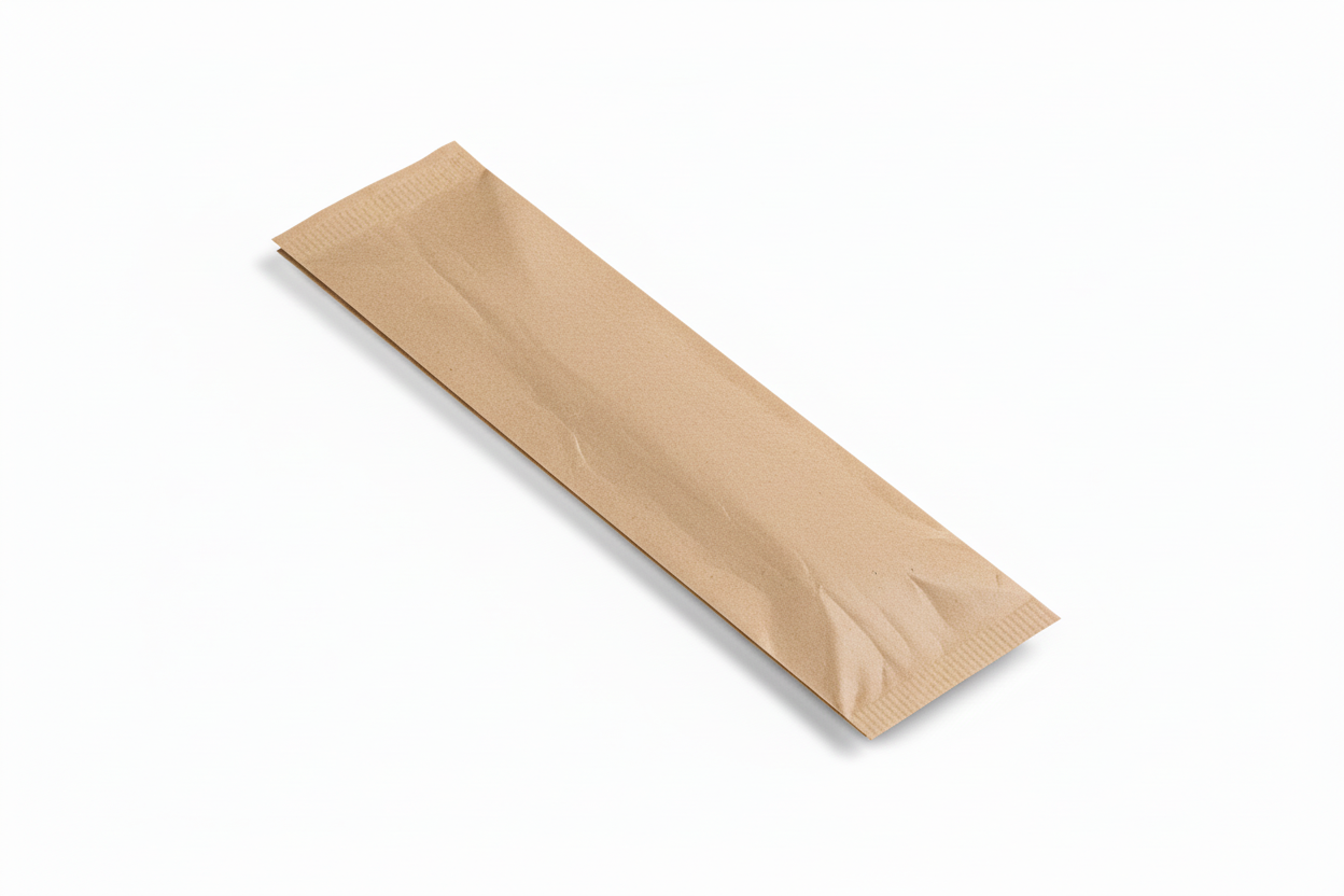 Brown kraft paper wrapped cutlery package - realistic