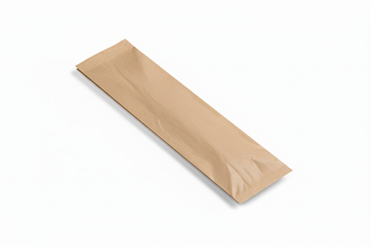 Brown kraft paper wrapped cutlery package - realistic