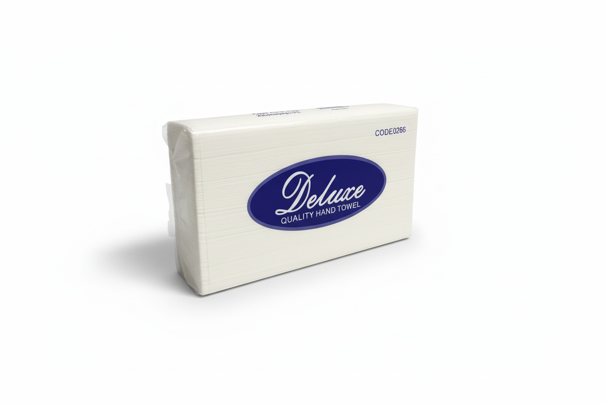Clean Deluxe hand towel package with white background