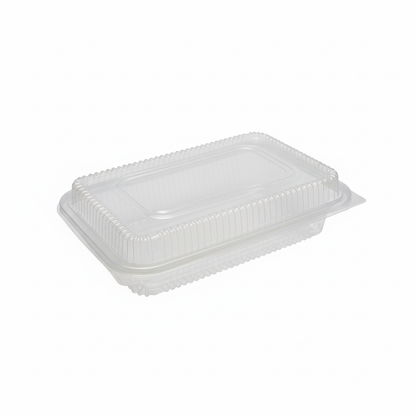 Clear clamshell lunch box with pure white background