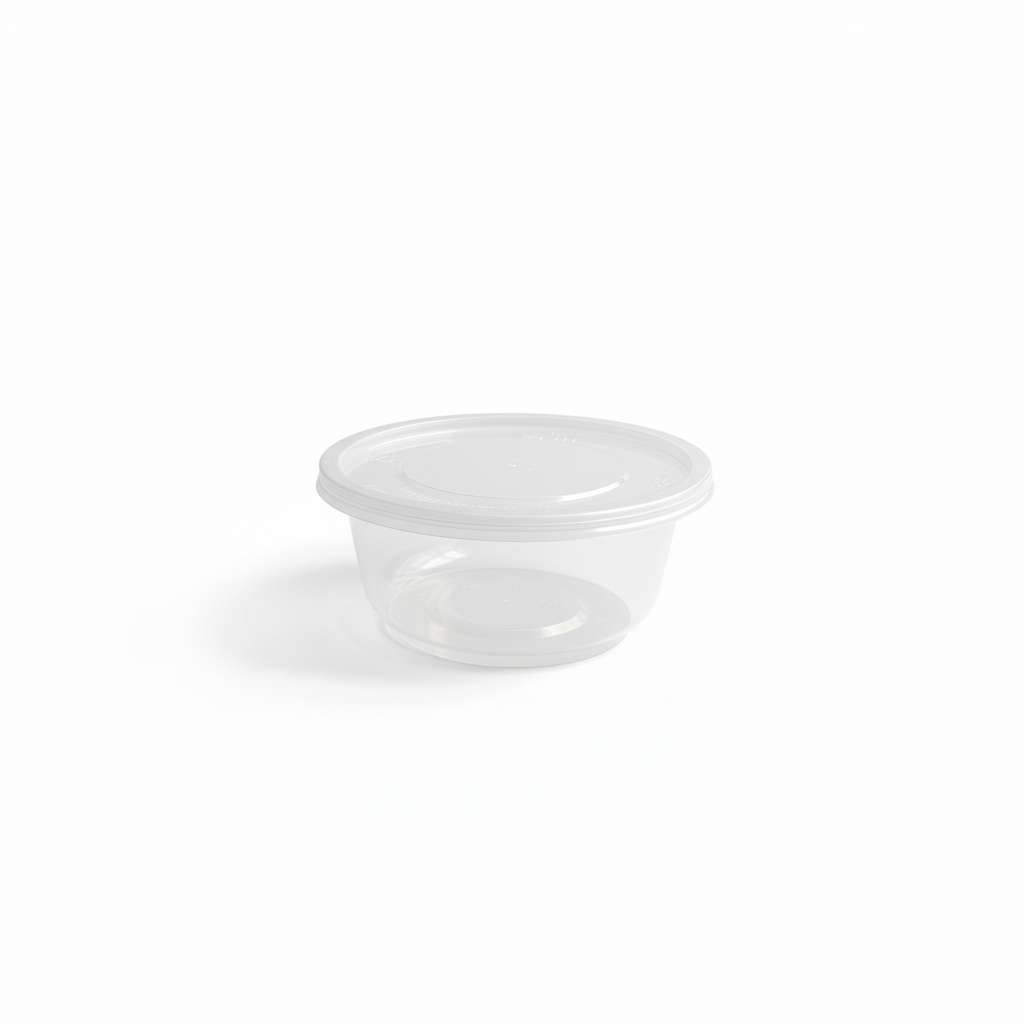Clear container with flat lid - small