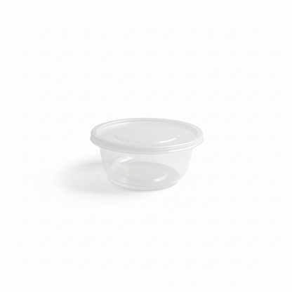 Clear container with flat lid - small