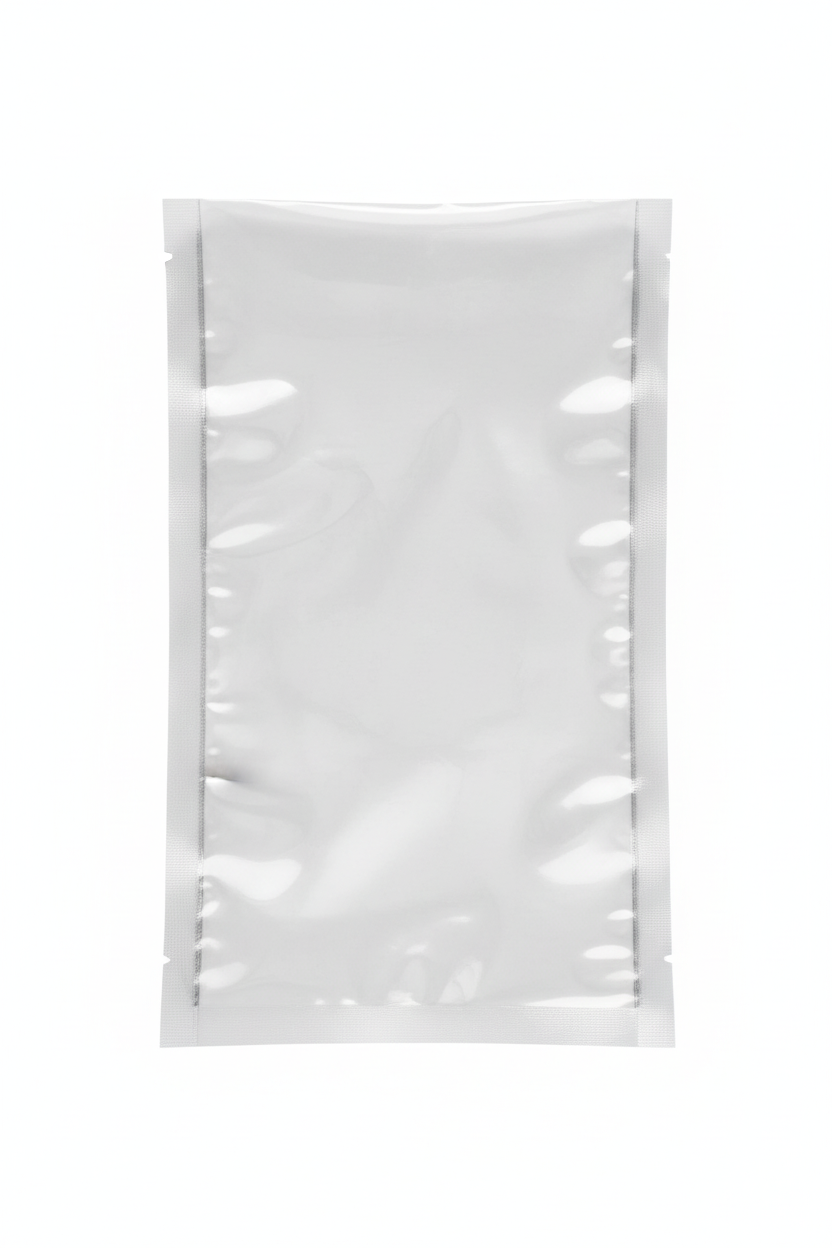 Clear vacuum bag 1 on pure white background