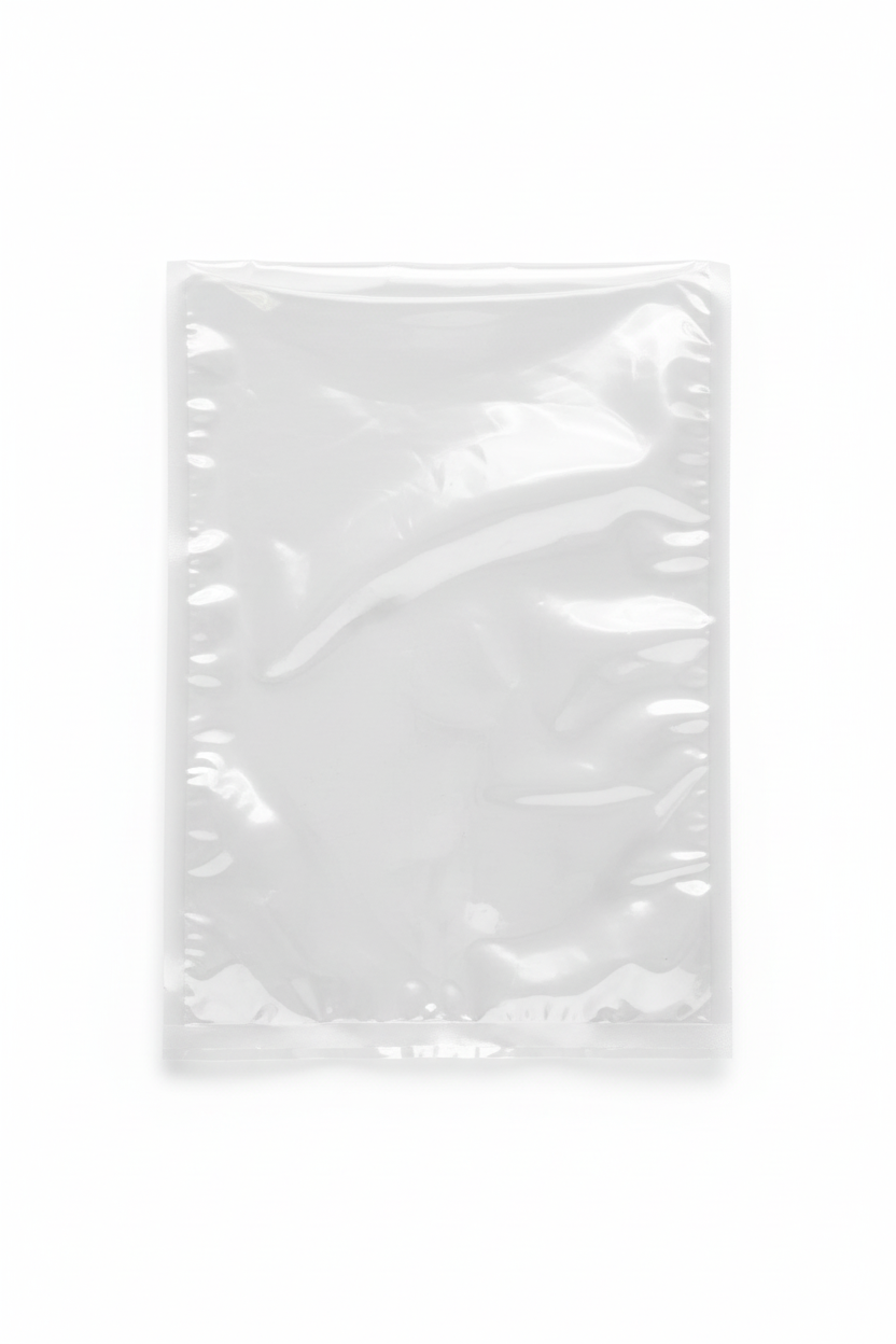 Clear vacuum bag 3 on pure white background