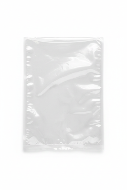 Clear vacuum bag 3 on pure white background