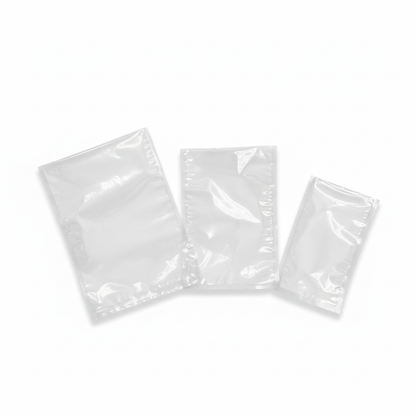 Clear vacuum bags on pure white background