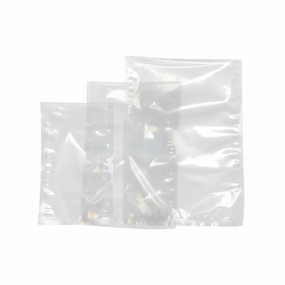 Clear vacuum bags on pure white background
