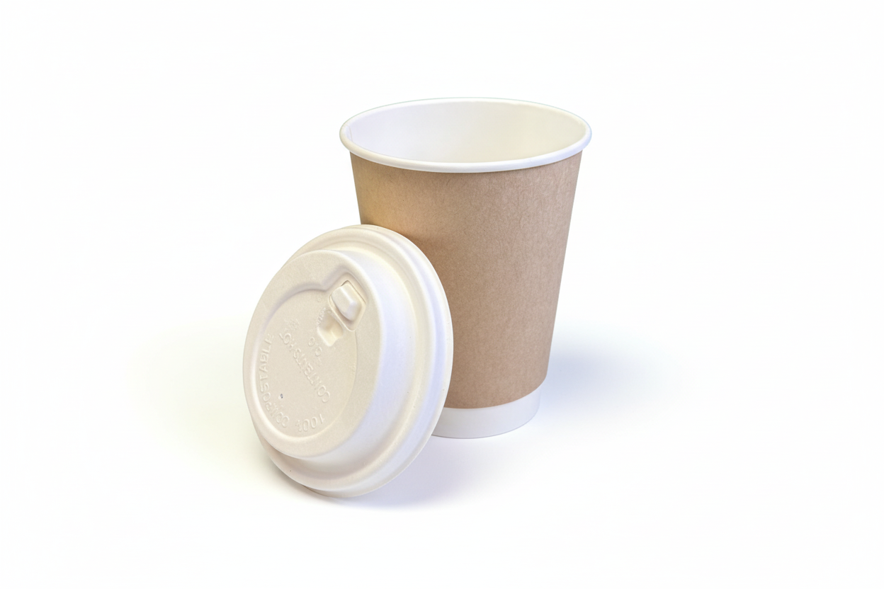 Coffee cup with lid beside