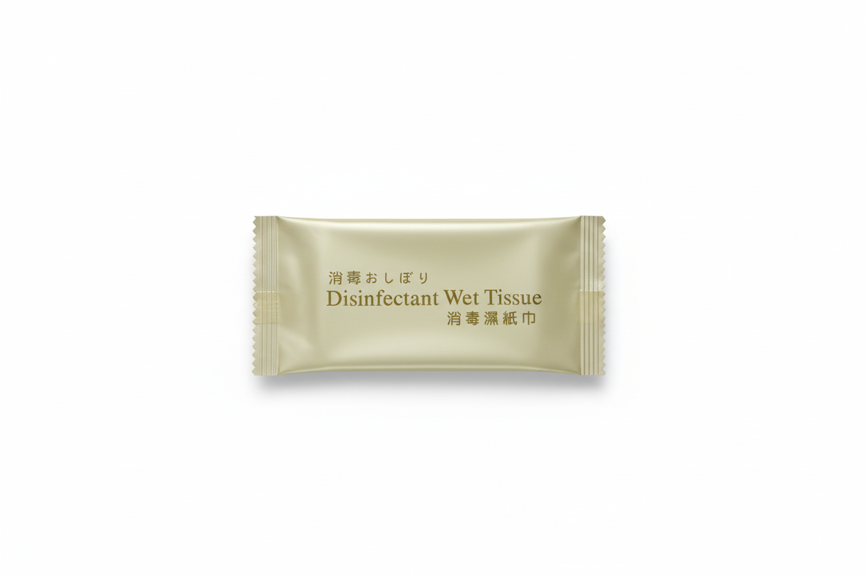 Disinfectant wet tissue with pure white background
