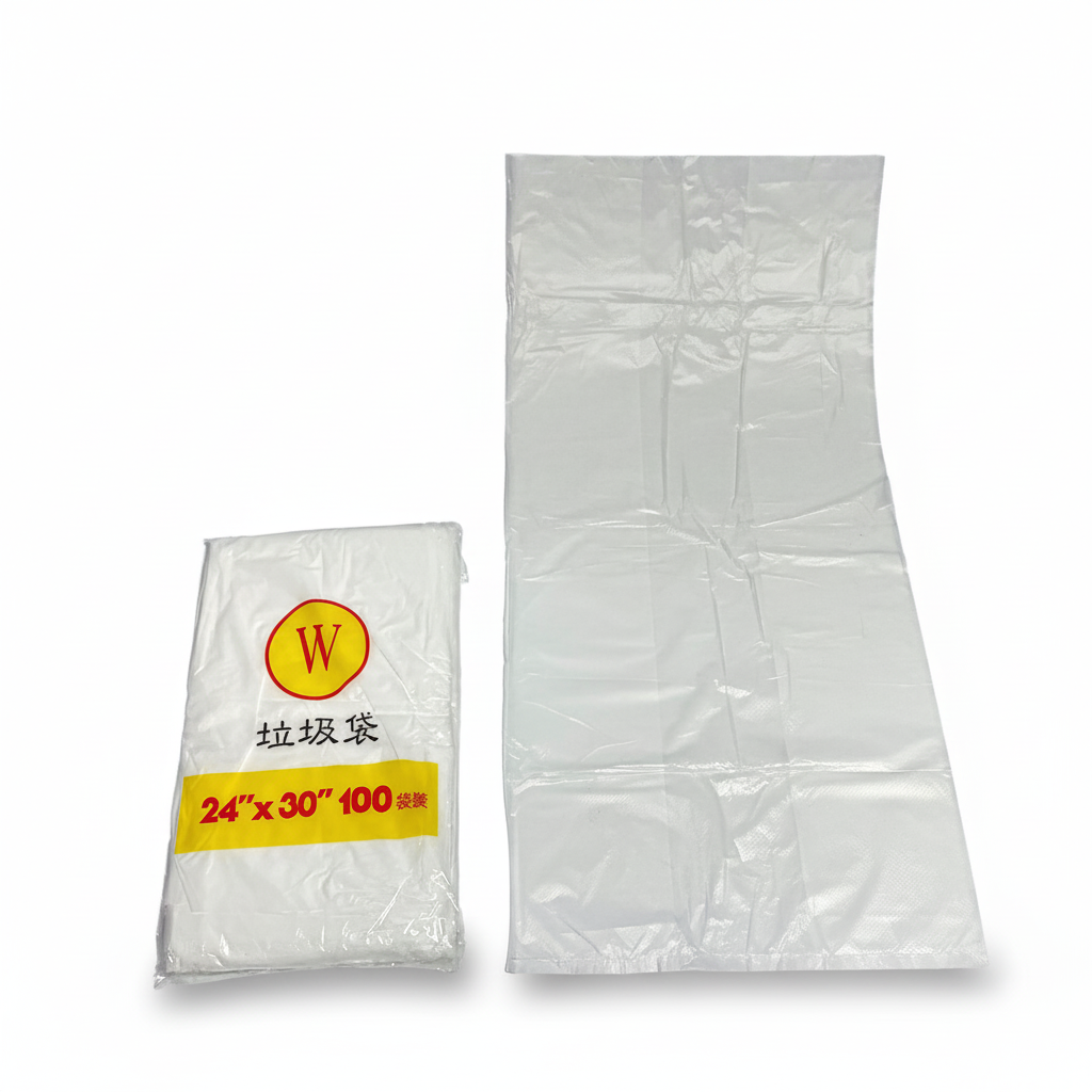 Enhanced garbage bags with white background and professional lighting