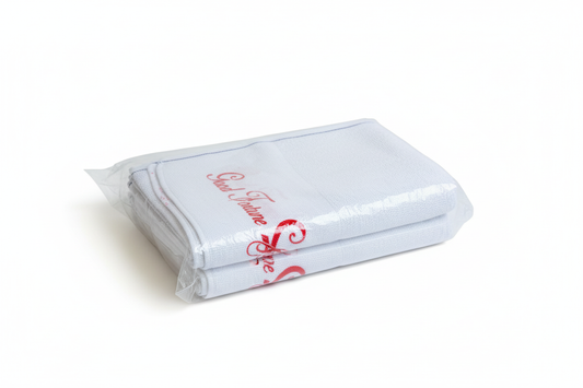 Good Fortune towels packaged - white background