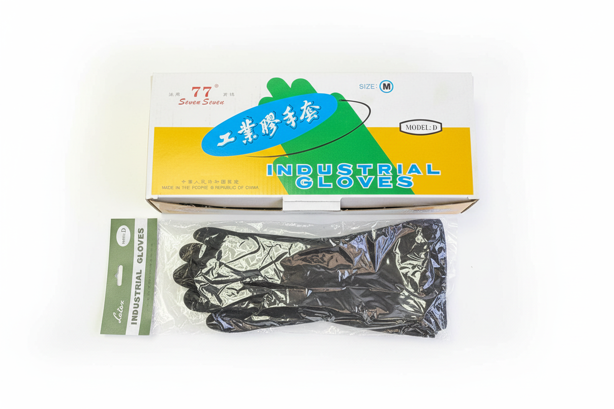 Industrial gloves with box - white background