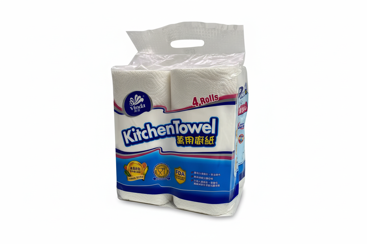Kitchen towel package with clean white background