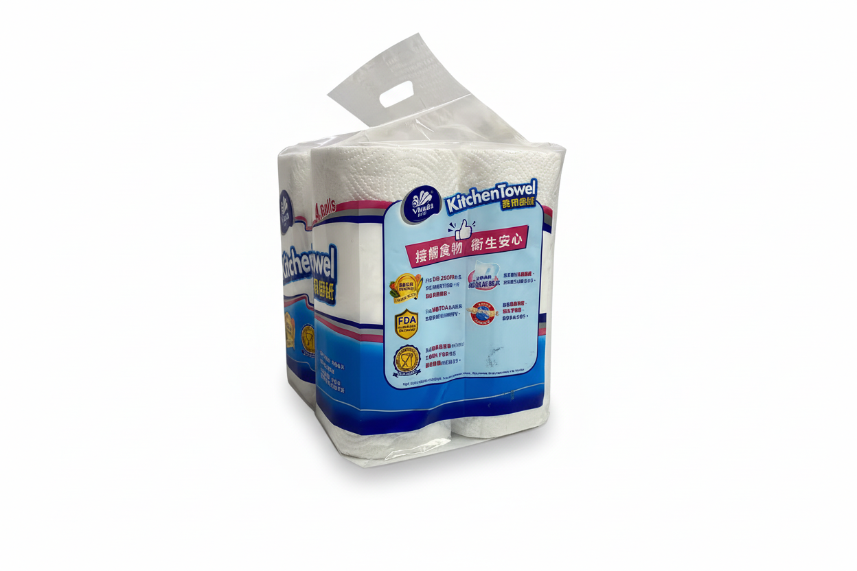 Kitchen towel package with clean white background