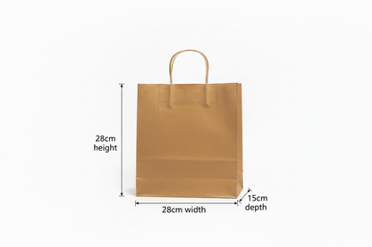 Kraft paper bag 28x28x15cm with repositioned dimensions