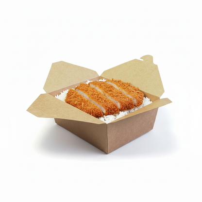 Open box with katsu and rice