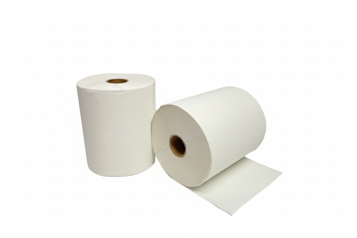 Paper towel rolls on pure white background