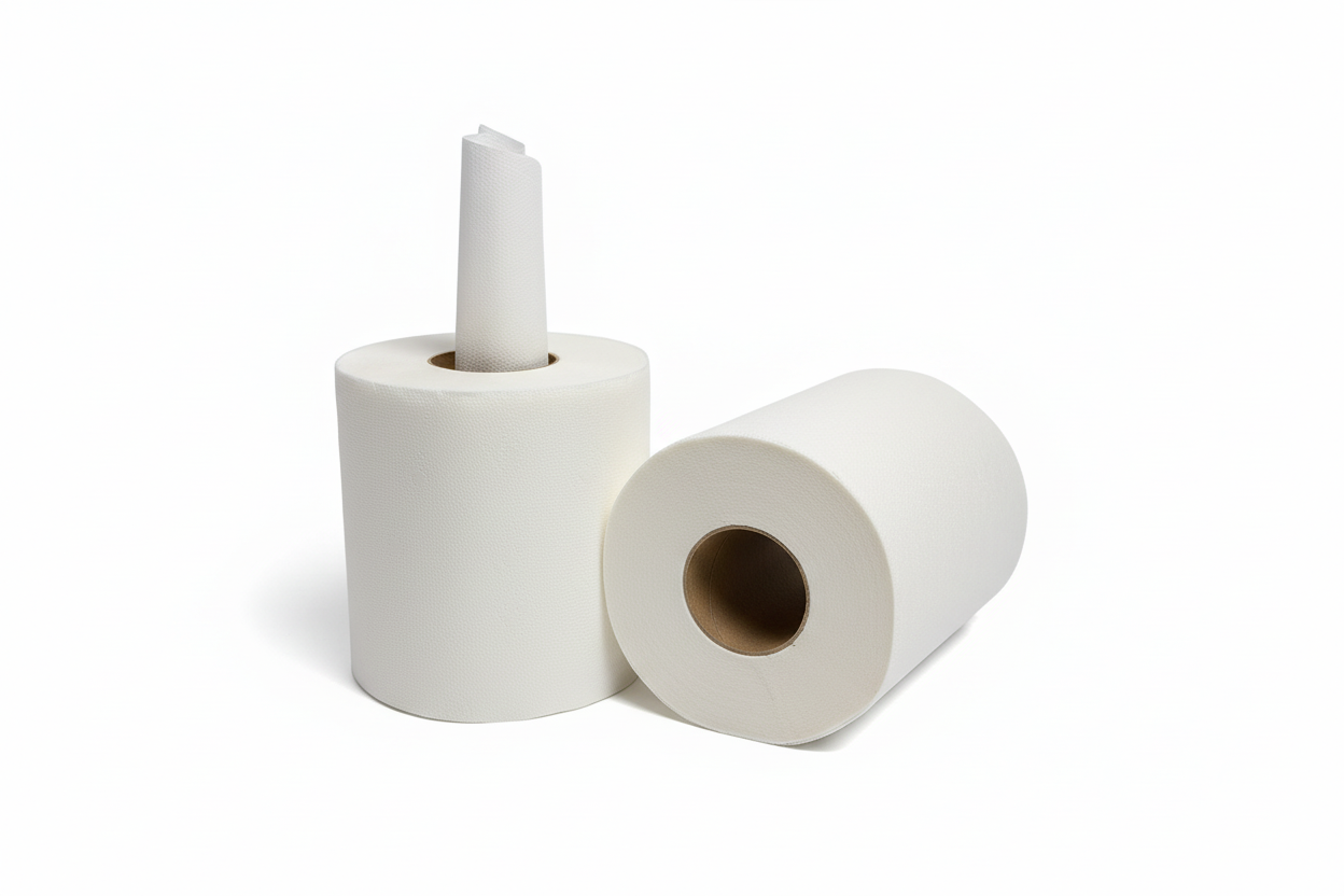 Paper towel rolls on pure white background