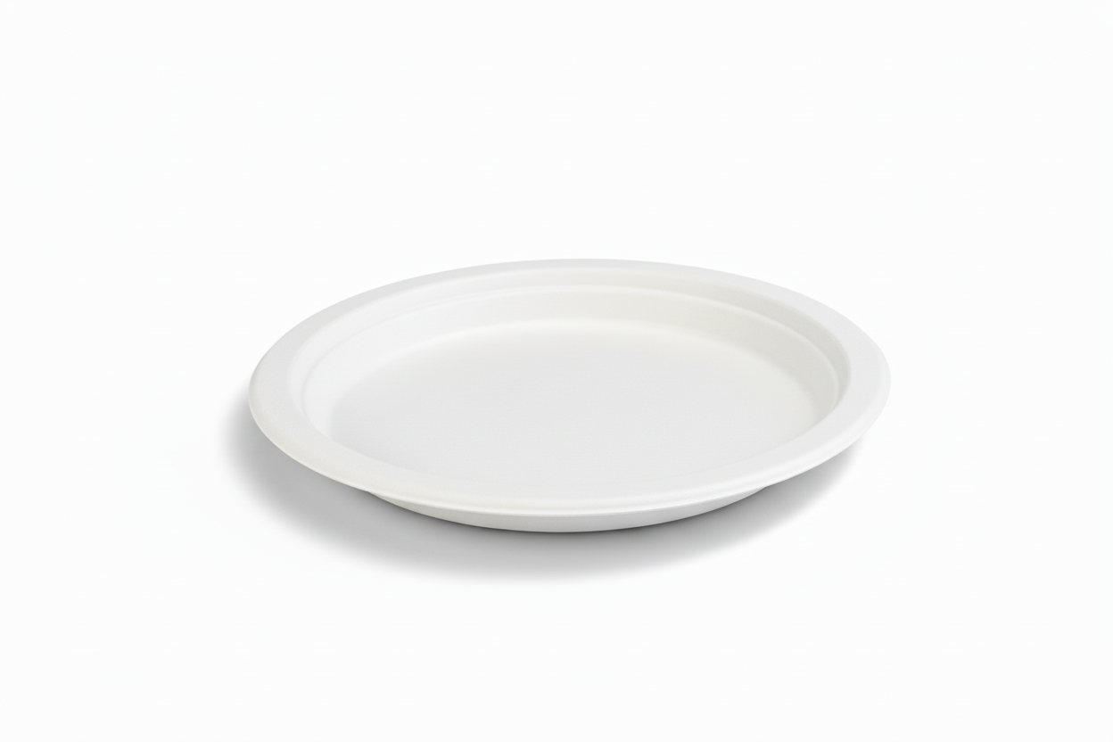 Plate three-quarter view - white