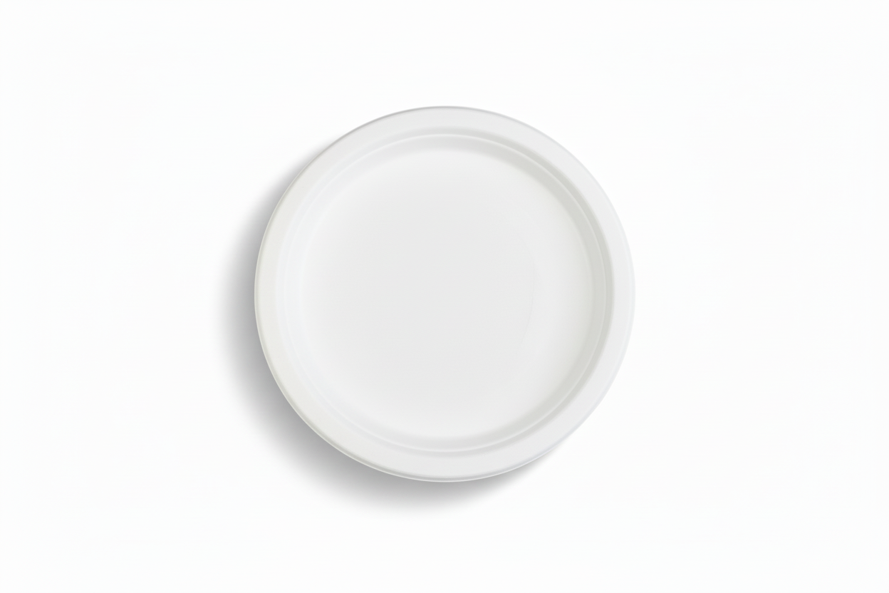 Plate top-down view - bright white