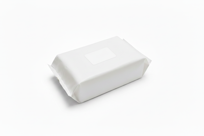 Product with plain sticker and white background