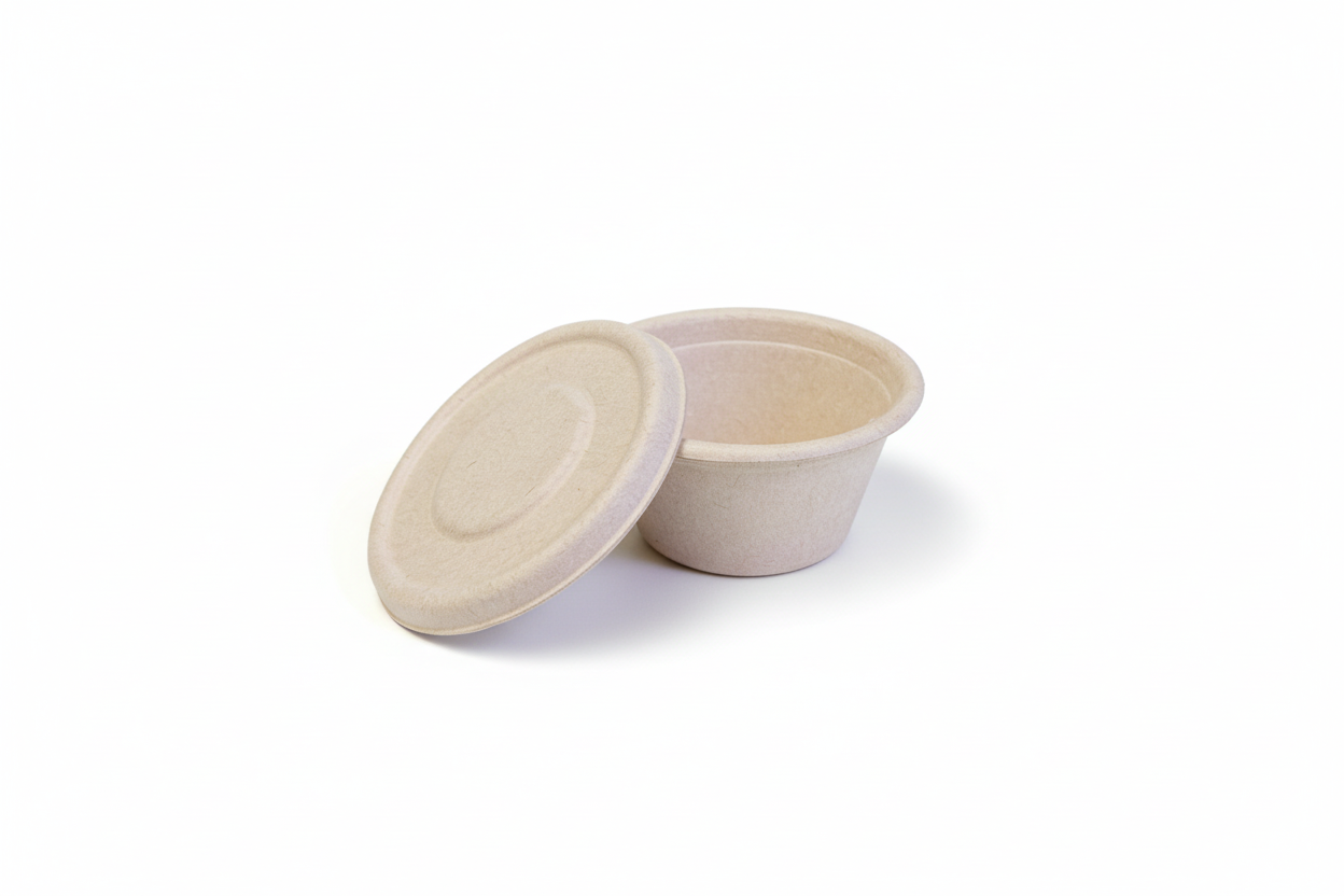 Round container and lid separated