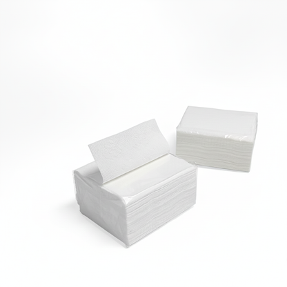 Stacked white napkins with ECOSE product setting