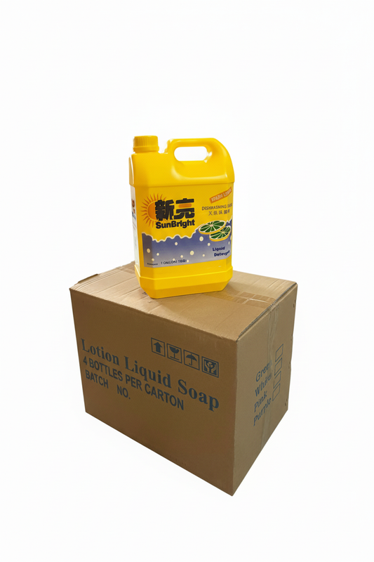SunBright dishwashing liquid on box with white background