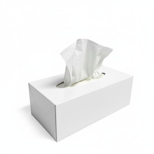 Tissue box with pure white background