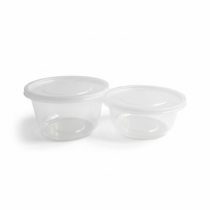 Two clear containers with pure white background