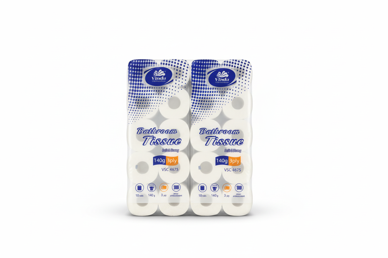 Vinda bathroom tissue twin pack with ECOSE white background
