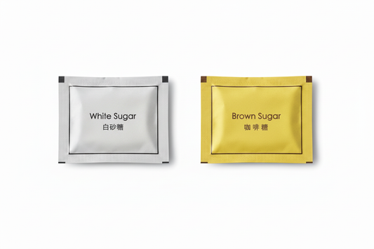 White and brown sugar packets combined