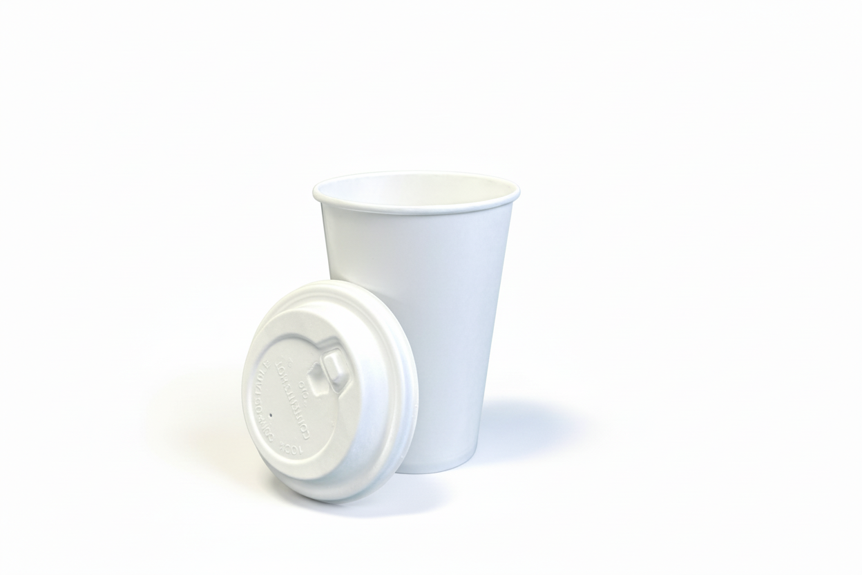 White coffee cup with lid