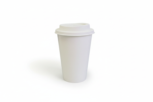 White paper cup with lid - brighter white